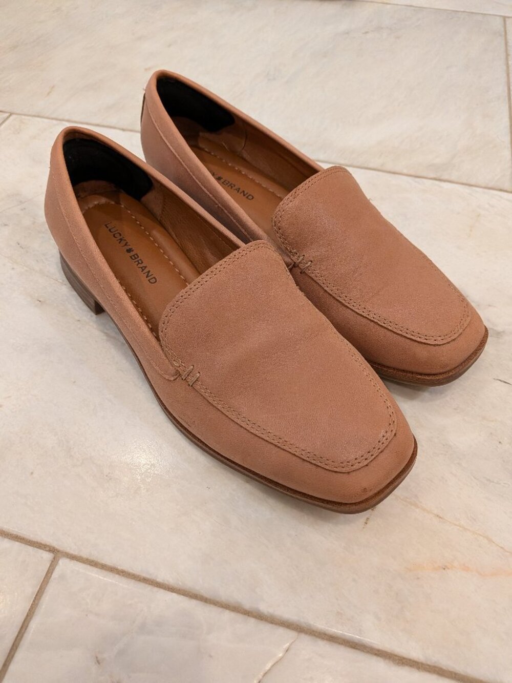 Pink leather loafers